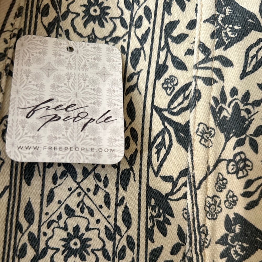Free People Black and Cream Floral Mini Skirt
